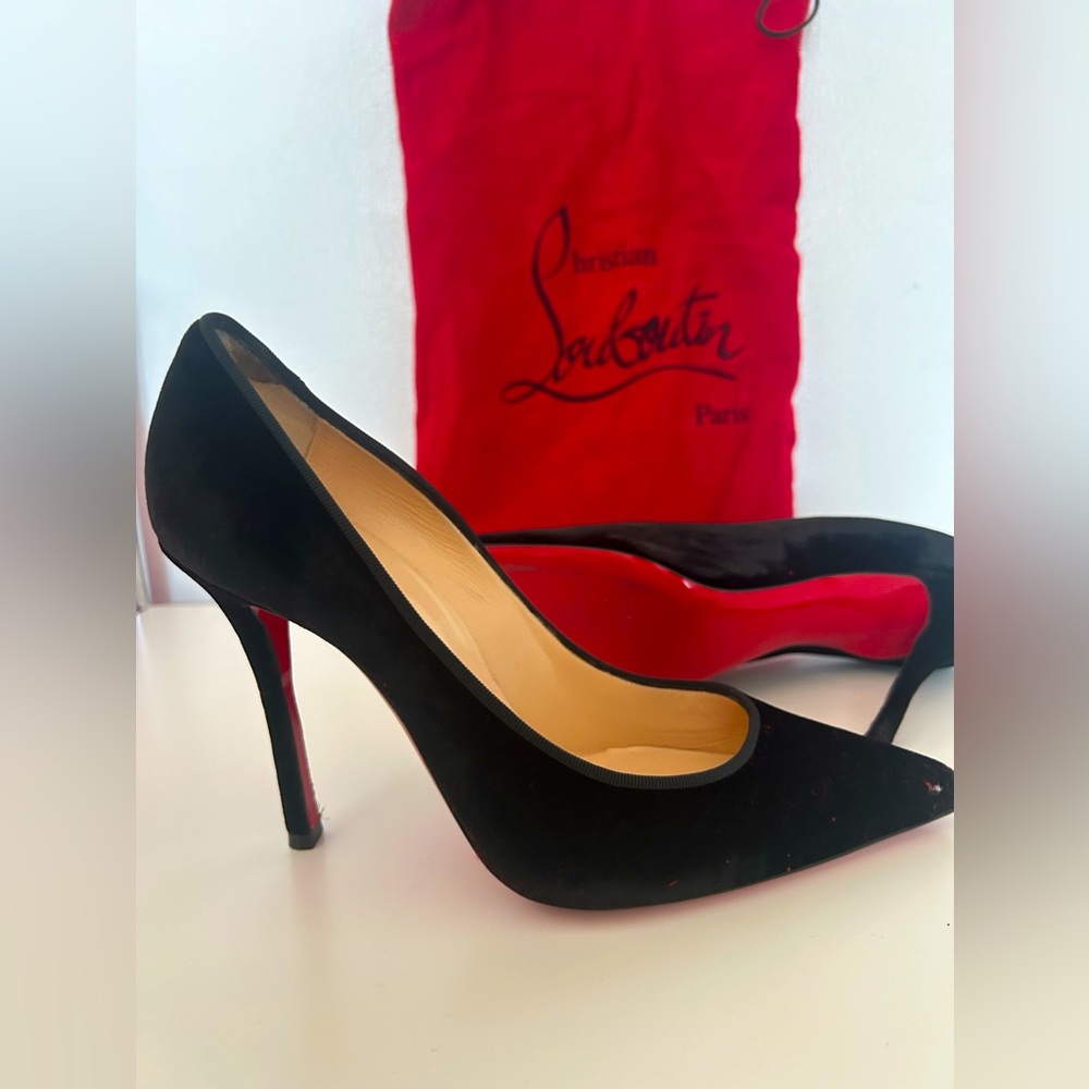 Christian Louboutin Black Suede Red Sole Pumps
